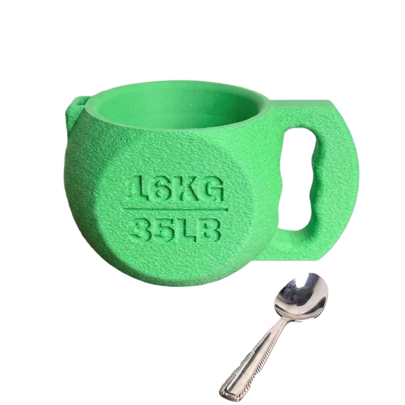 

3D Printed Kettlebell Shaped Ice Cream Cup Holder with Spoon Durable Design for Kitchen Tableware Novelty Dessert Serving Accessory One Size зелёный