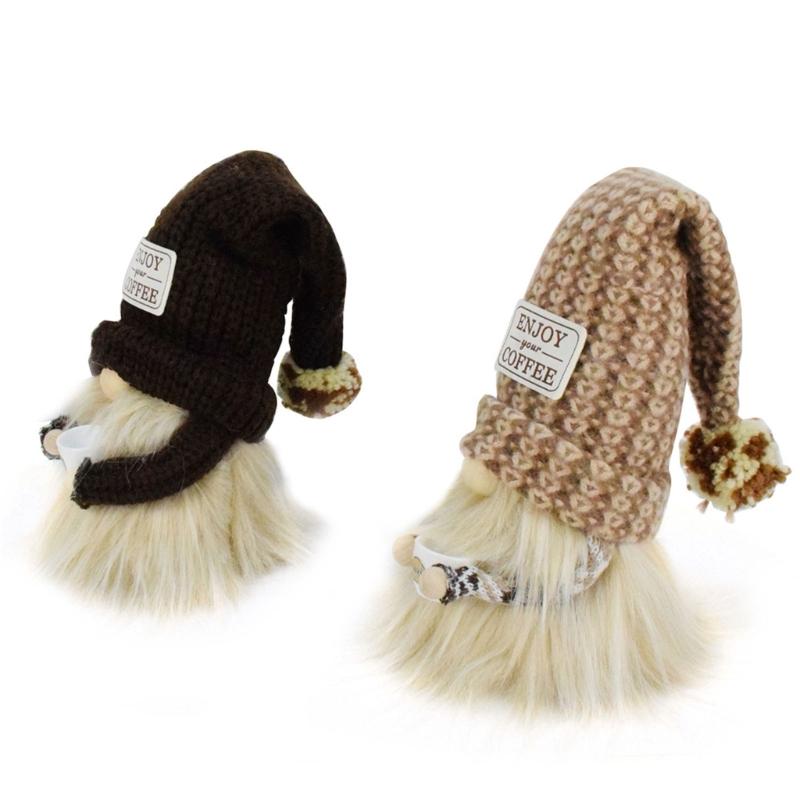 Coffee Gnomes Plush Decorations Handmade Scandinavian Swedish Tomte Figurine Farmhouse Decors for Kitchen Tiered Tray