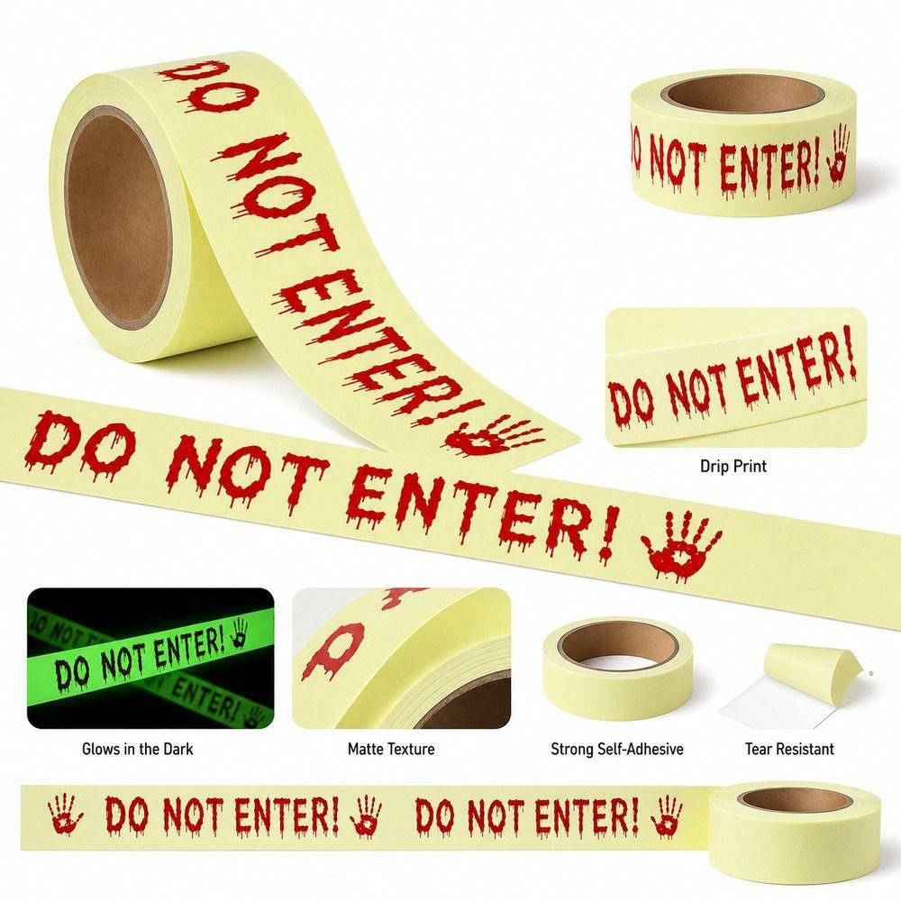Scary Design Glow In The Dark Tape Do Not Enter Text Scary Caution Tape  Zombie Decor