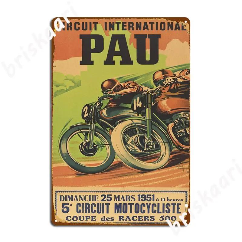 Pau Circuit International France Motorcycle Racing Grand Prix 1951 Metal Sign Wall Decor Design Pub Wall Tin Sign Posters 20X30CM