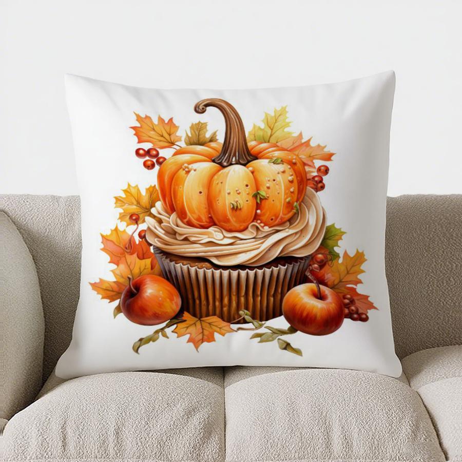 Heimdeko Herbstkorb mit Ahornblättern Kissenbezug Muster Kissenbezug Geeignet für Sofa Schlafzimmer Auto Kissenbezug