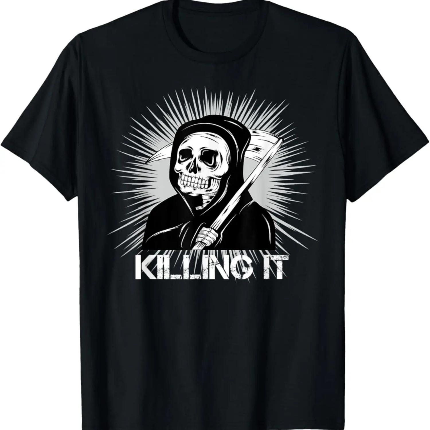 Killing it Funny Grim Reaper Mens and Womens T-Shirt S чёрный