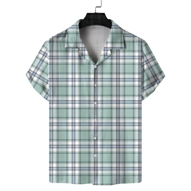 New Summer Shirt Men's Short-sleeved Plaid Design Casual Commuting Fashion All-match Personality Breathable Daily