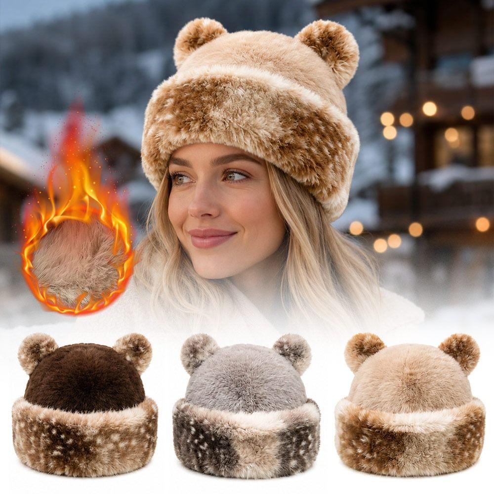 Warm Winter Hat Thicken Fleece Fluffy Panama Hat Fashion Hooded Beanie  for Women