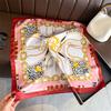 Leopard Print Chain Simulation Silk Printing Silk Scarf Square Scarf High-end Shawl Sunscreen Neck Professional Scarf Headscarf Scarf