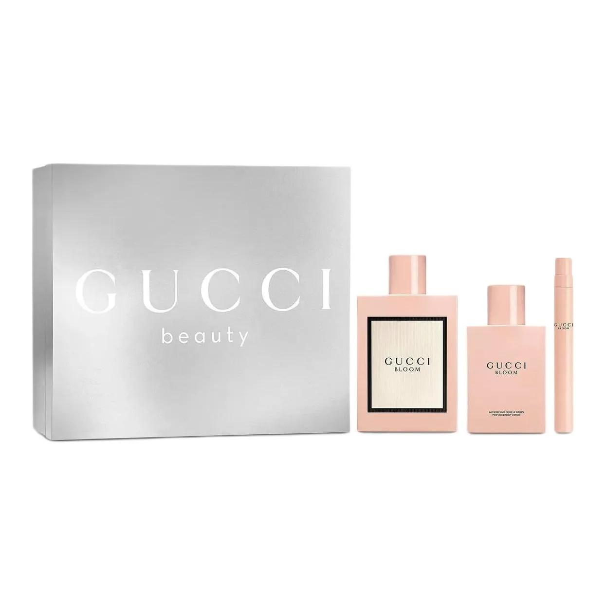 Парфюм Gucci Bloom, Подарочный набор с лосьоном для тела, Туалетная вода EDP 100ml+Lotion 100ml+Perfume 10ml