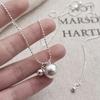 Real  Sterling Silver Ball Pendant Pulling Beads Necklace for Women Trendy Fine  Minimalist Adjustable Accessories