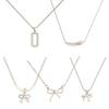 Simple Geometry Bowknot Pendant Necklace Party Jewelry Fashion Statement Choker Simple Adjustable Collar Necklace