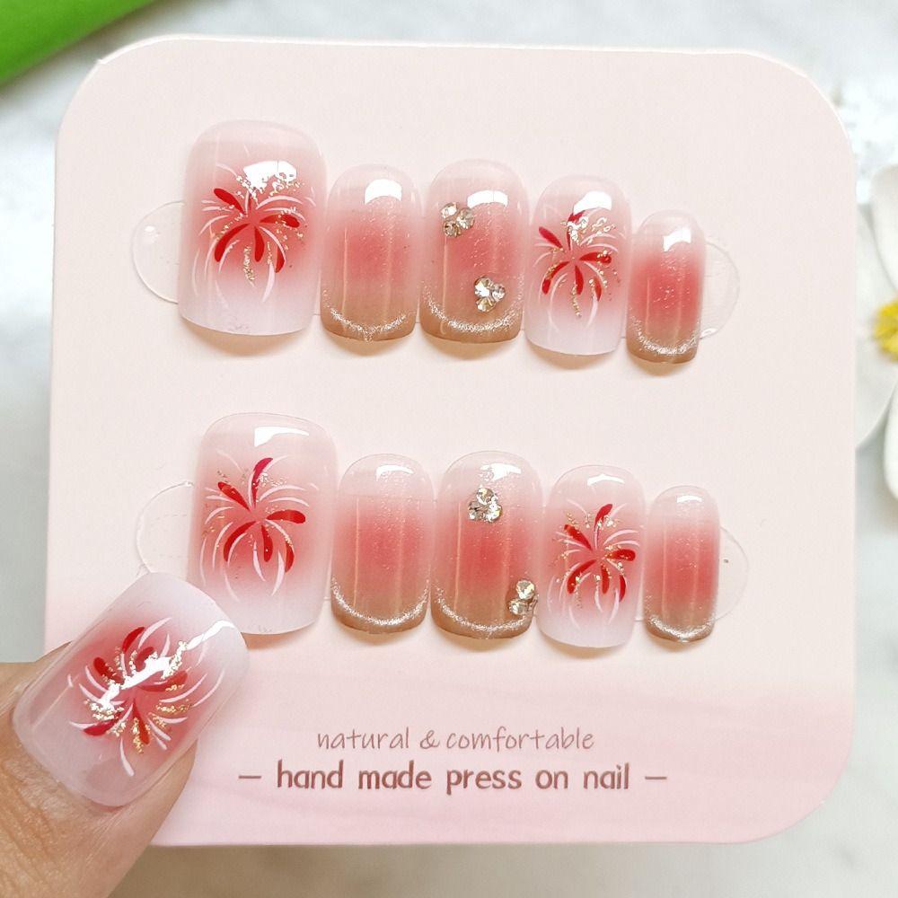French False Nails Love Heart Tulip Nail Tips New Press On Nails DIY