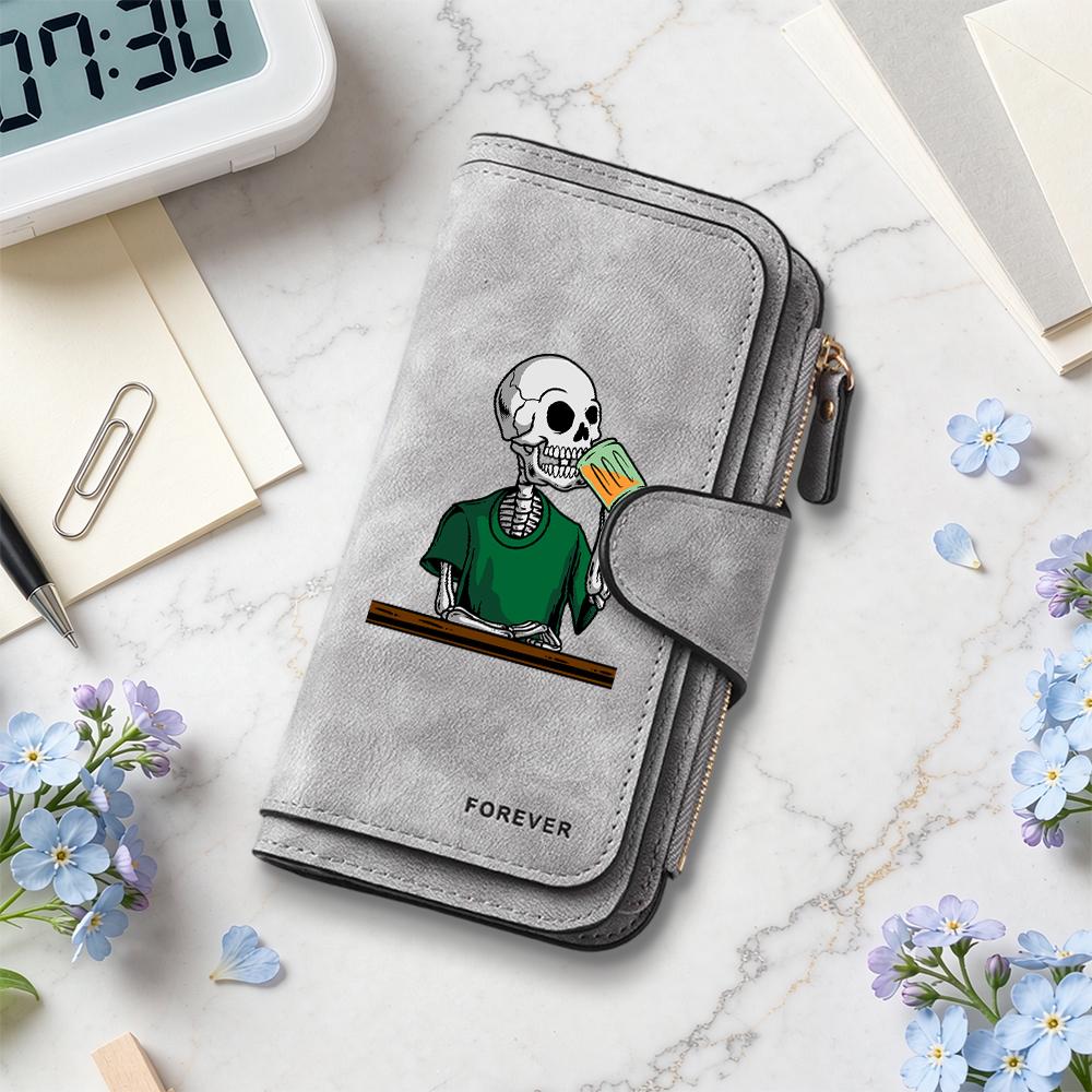 Skull Pattern Long Wallet Fashion Portable Card Holder Purse