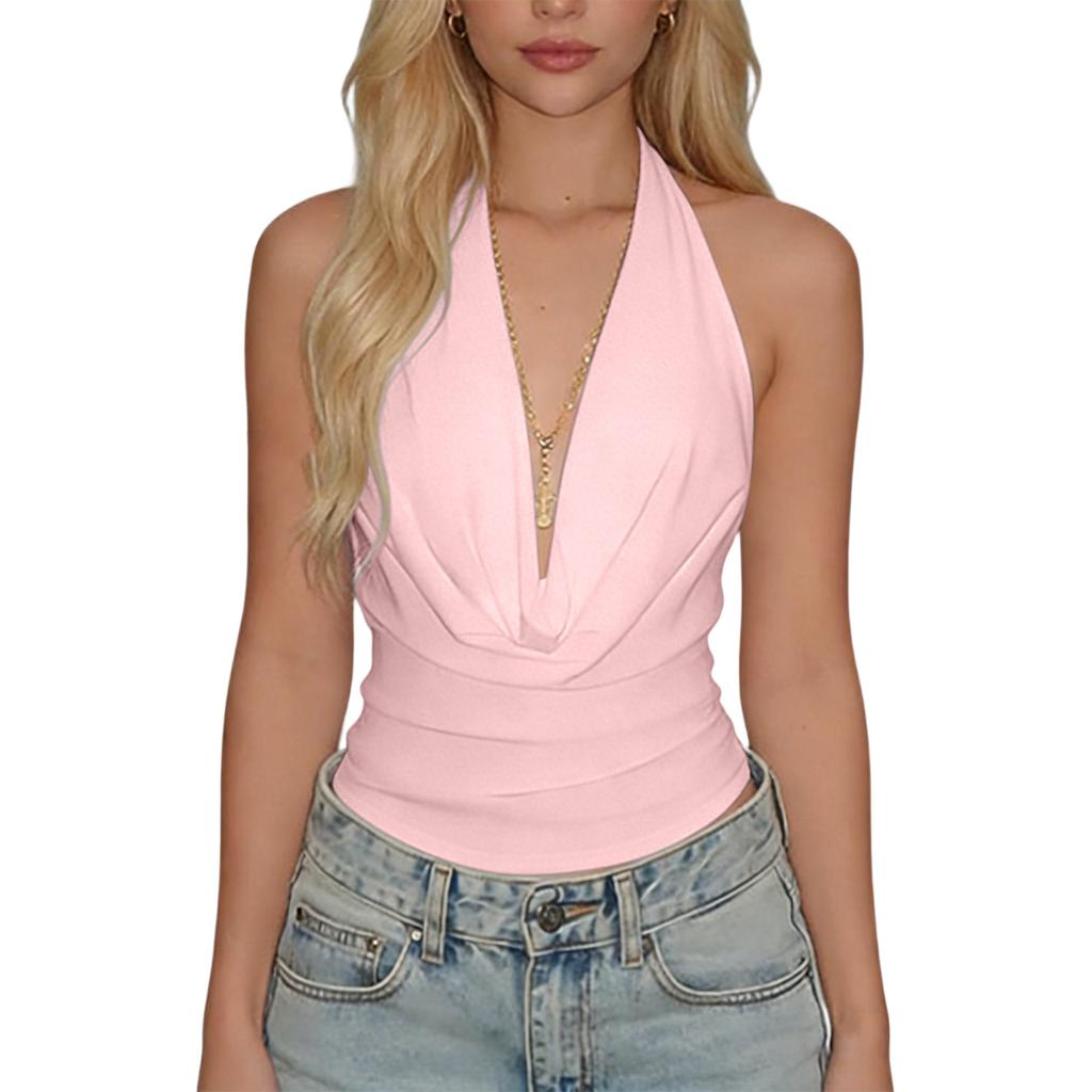 Women's Fashionable And Sexy Deep V Backless Neckband Top