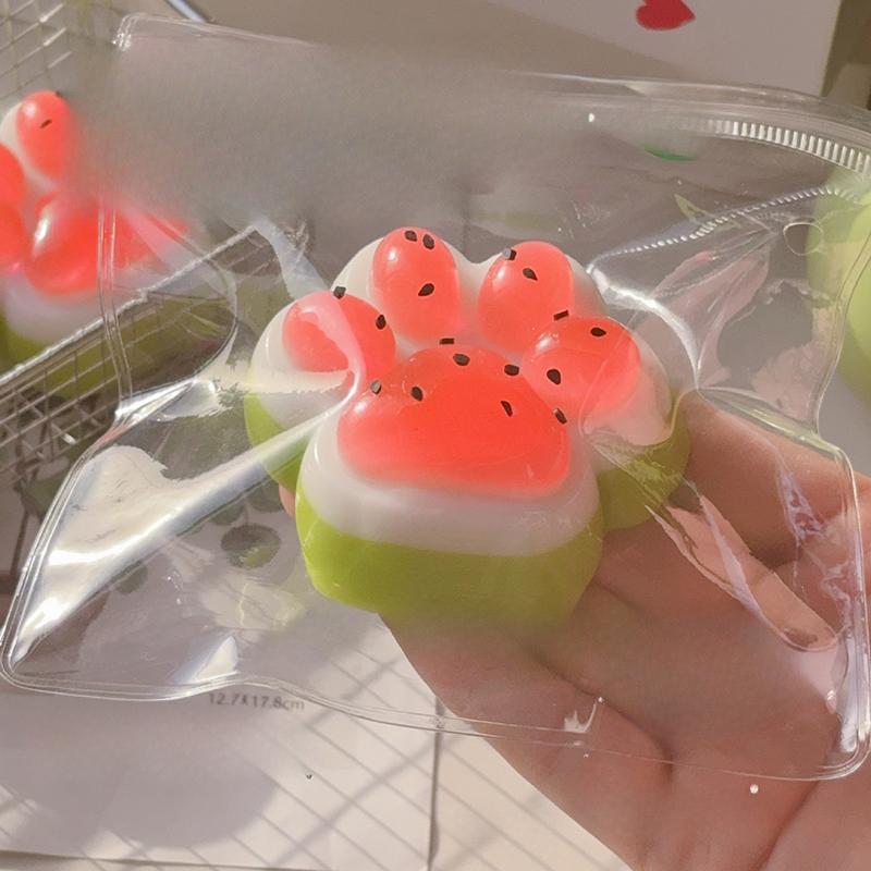 Cute Watermelon Three Color Cat Paw Squeeze Toys Tpr Slow Rebound Decompression Release Toy