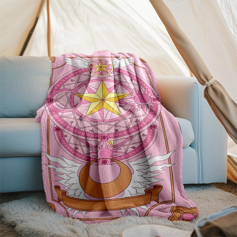 Sakura Kinomoto Theme Printed Blanket - Perfect for Couch, Bed, Travel & Outdoor Use | Machine Washable, Cozy & Durable.