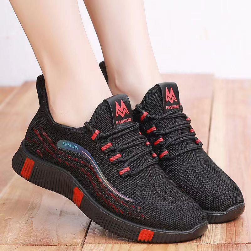 

Тканевая обувь женская обувь летающая тканая обувь для ходьбы мягкая подошва нескользящая спортивная обувь повседневная обувь для мам среднего возраста новая 40 красный