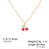 Teamer Enamel Cherry Charms Necklace Gold Color Stainless Steel Sweet Choker For Woman Girls Trendy Jewelry Gift Wholesale New