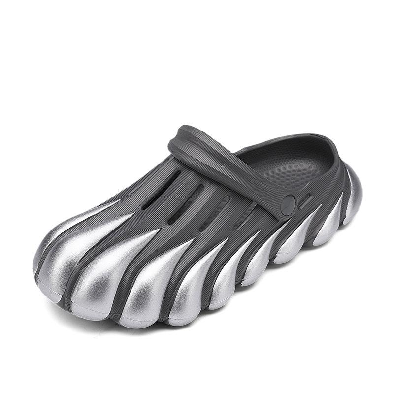 

Cave shoes, men s summer wear plus-size non-slip to-to-head dual-purpose slippers, soft-soled-like beach plus-size slippers 45 сірий колір
