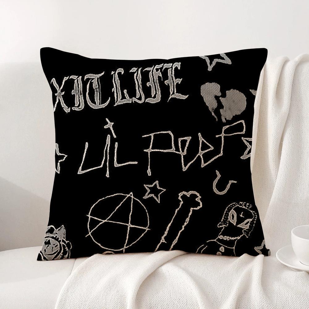 L-Lil Peep H-Hell Boy Pillow Case Natural Linen Organic Fabric Double-Sided Printing Breathable Perfect For Home Decor