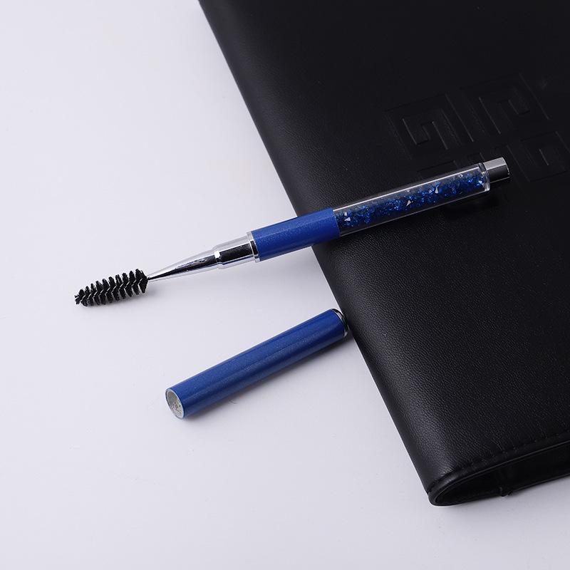 

Настраиваемая металлическая кисть для ресниц со стразами, со спиральными щетинками и колпачком темно-синий