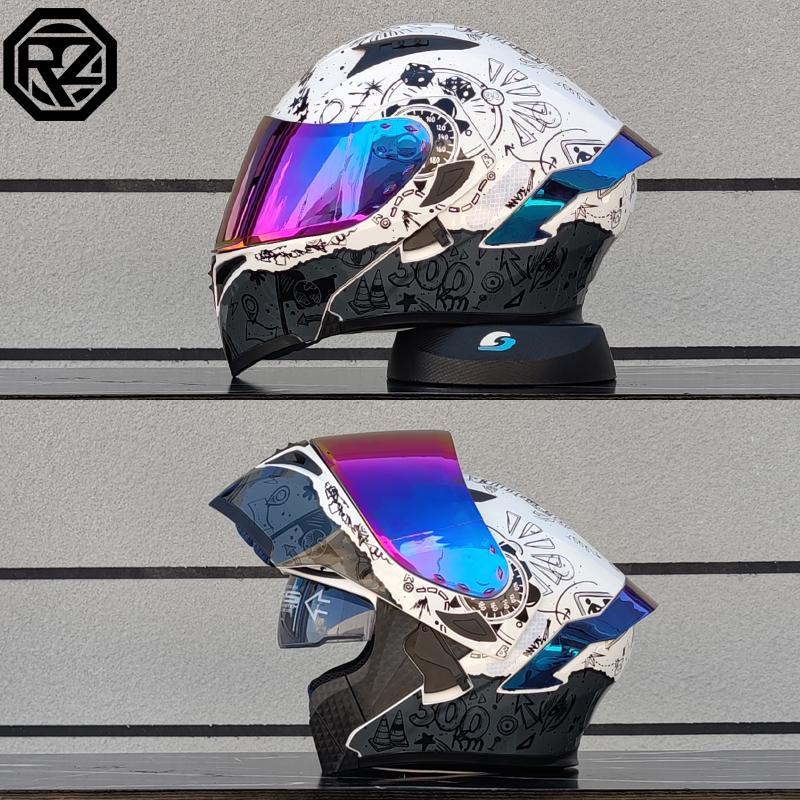 High Quality Motorcycle Helmet Dual Lens Flip Racing Helmet Knight Head Protector DOT Approved Casco Abierto De Moto Para Hombre