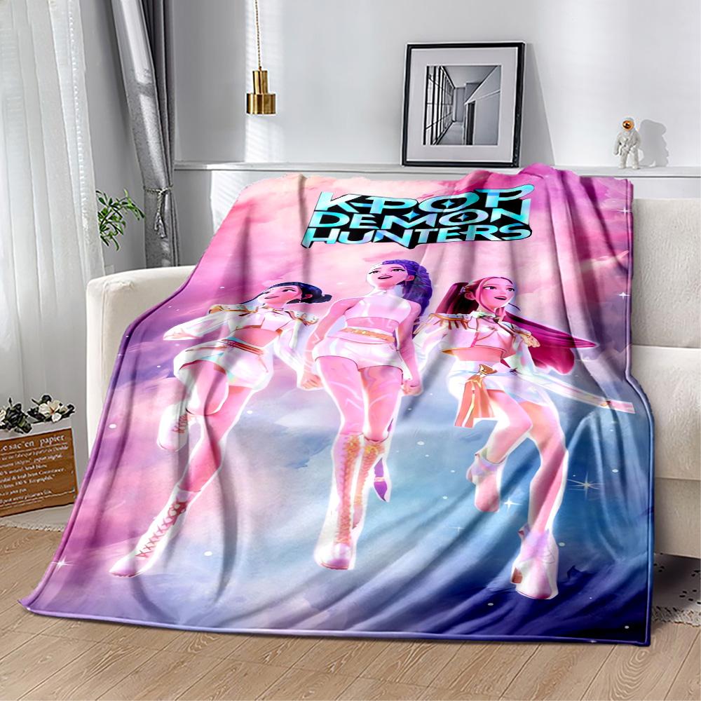 1pc K-Pop Demon Hunters Blanket Comfortable Soft Lightweight Multi Seasonal Blanket Travel Camping Picnics Sofa Office bedroom Perfect Gift Friends