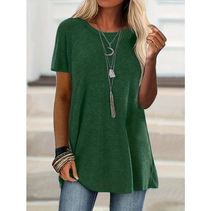 

Long straight T-shirt, new fashionable round neck short-sleeved T-shirt, 6XL