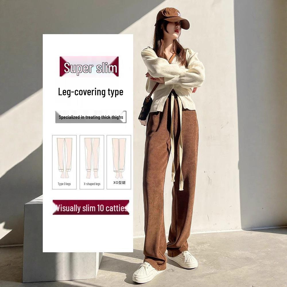 Women s Spring & Autumn Loose Drapey Pants, Plus Size, Casual Fleece, Narrow & Wide-Leg, 2025 New Style S