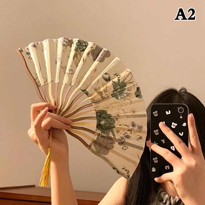 21/22cm Portable Hand Fold Fan New Chinese Style Dance Props Retro Shell Fan Woman Men Bamboo Wood Silk Flower Folding Fan
