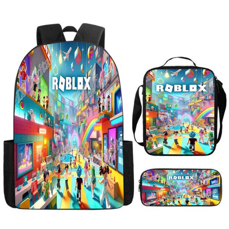 ROBLOX Themed Kids Backpack School Lightweight Durable Oxford Fabric Bag With Padded Straps Cartoon Print Grades 1-9