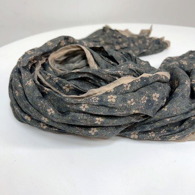 Floral Korean Cotton-Linen Scarf: Fashionable, Breathable Shawl for Autumn & Winter