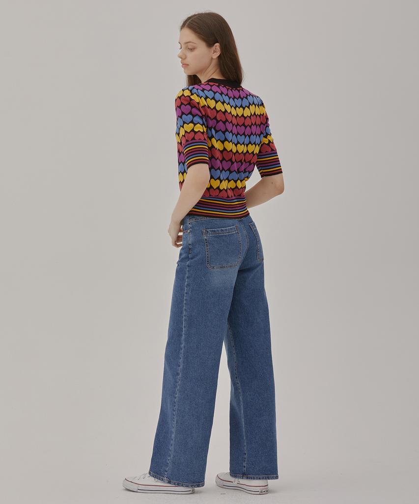 RYUL+WAI Wide Straight High-Waisted Denim Pants Blue