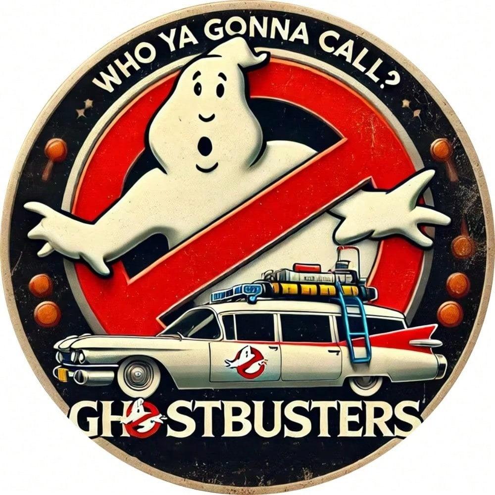 Vintage Aluminiumschild Ghostbusters Cartoon Runde Wandkunst Heimbar Dekoration