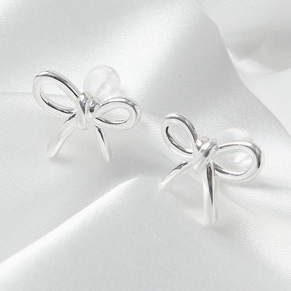925 silver platinum-plated romantic ribbon earrings
