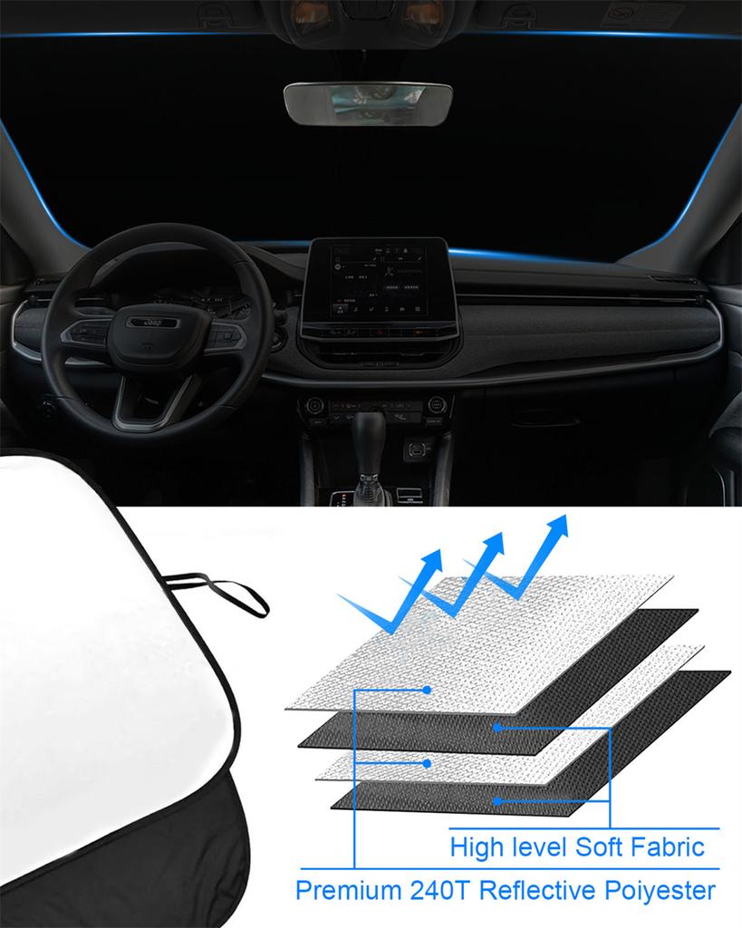 Windshield Sun Shade Accessories Sunshade Front Window Sun Visor Protector Foldable Blocks UV Rays For Jeep Compass 2017-2025
