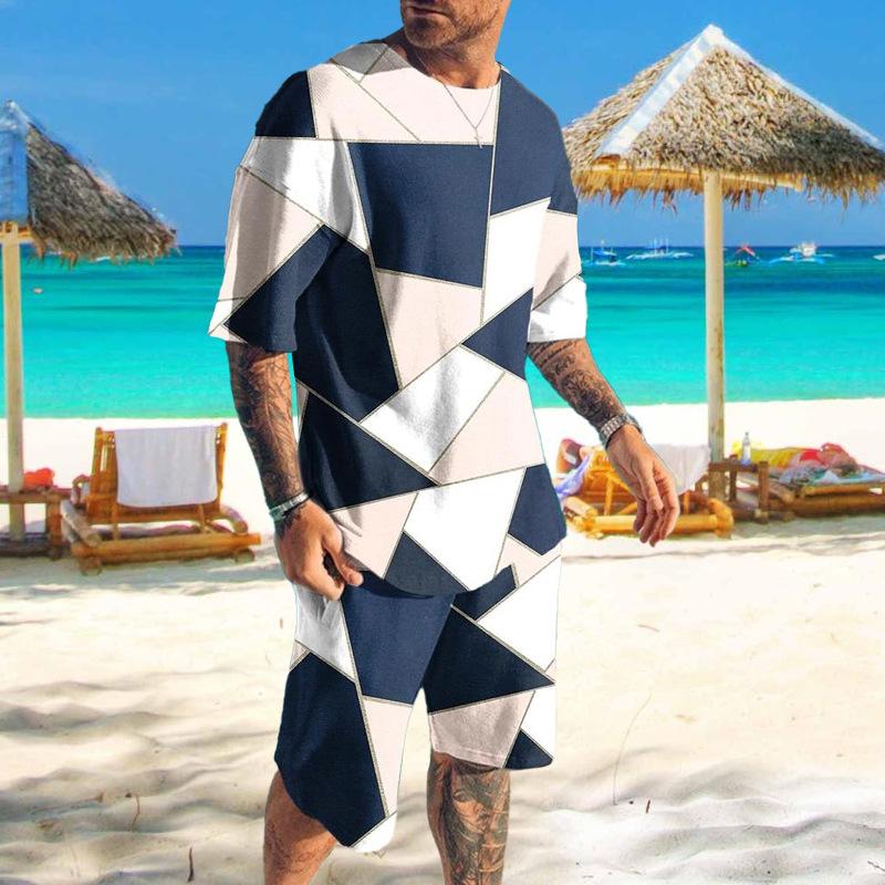 European and American Summer Plus Size T-shirt Set 3D Printed Trendy T-shirt Fashion Casual Set