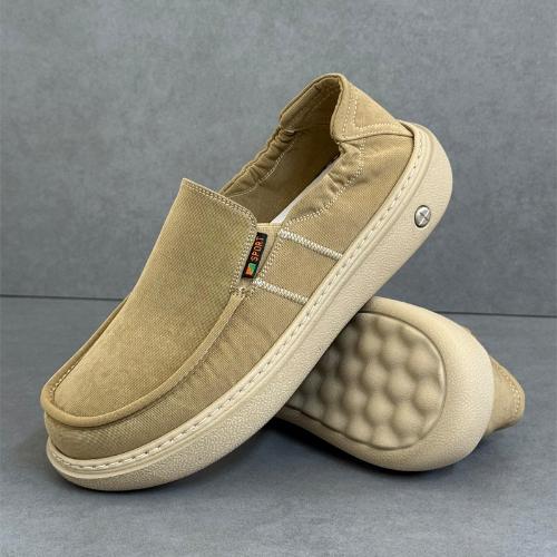 Men's Summer Shoes Lightweight Thick Sole Breathable Canvas Slip-On Casual Comfortable Soft