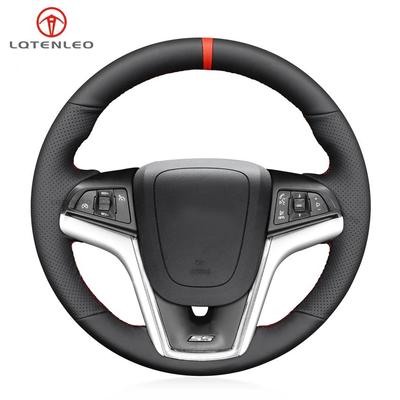 Svart PU Konstläder Röd Markör Handsydd Halkfri Bil Rattkåpa För Chevrolet Camaro 2011 2012 2013 2014 2015