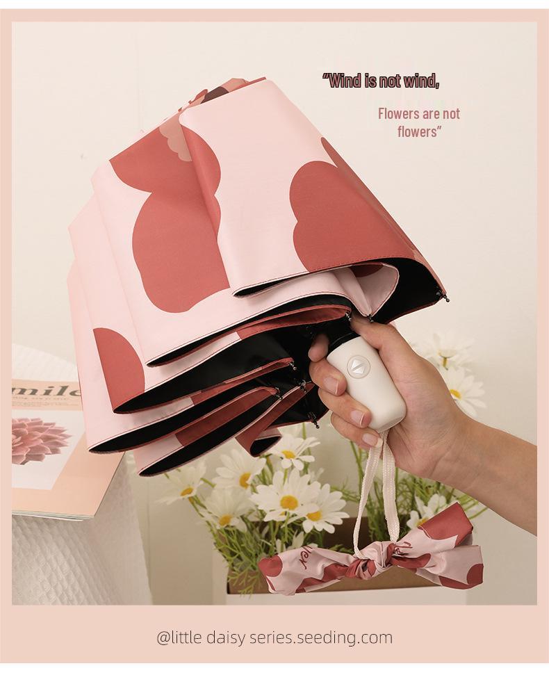 Anti-UV Folding Parasol: Fresh Black Glue Umbrella for Sun and Rain