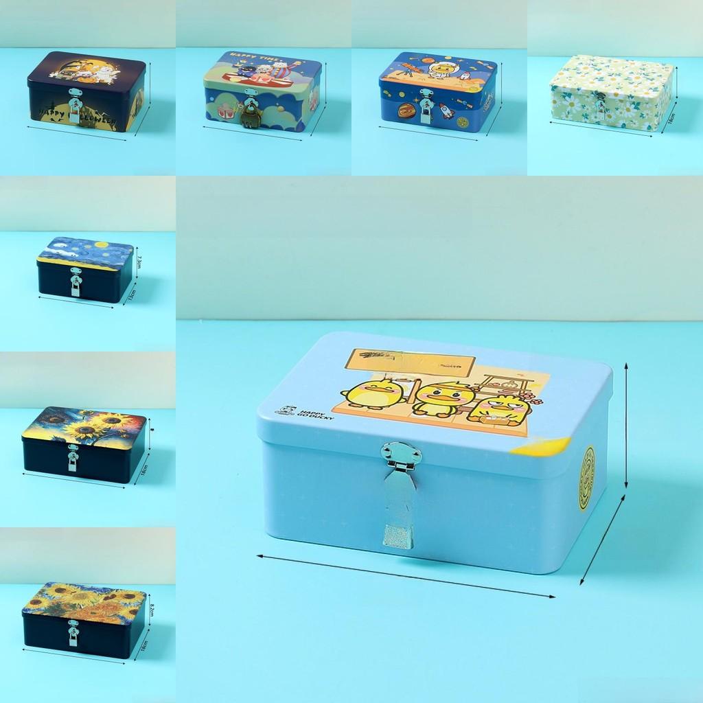 Cartoon Iron Pattern Box For Desk Drawer And Home Office Decoration Storage