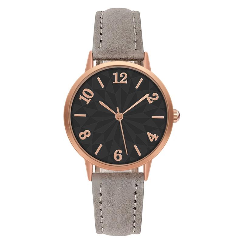 Fashion Women Watch Matte Leather Strap Wristwatch Quartz Watches for Women Gift