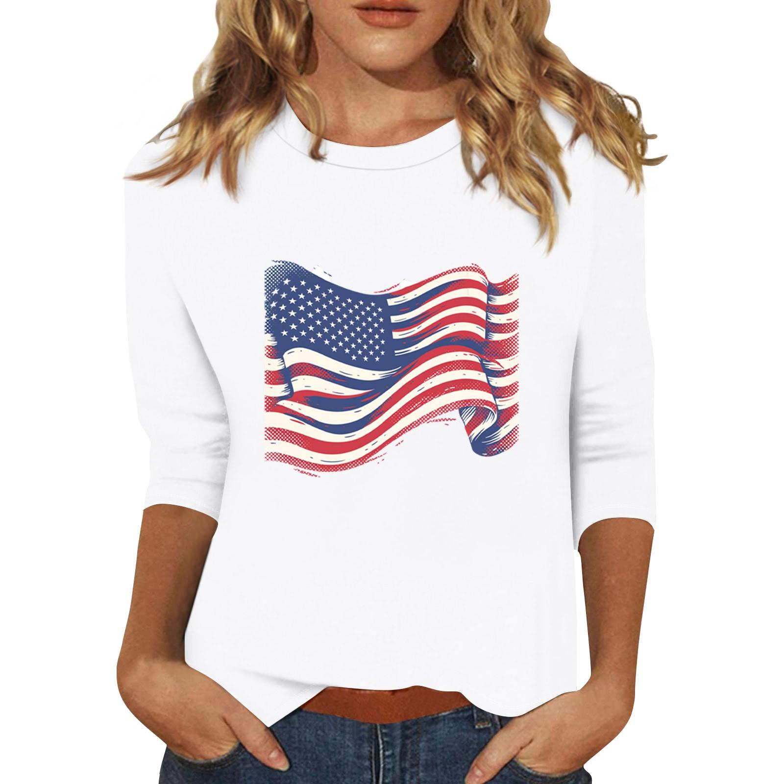 

Женский топ с круглым вырезом и принтом, футболка с рукавами три четверти Футболка с рукавами три четверти XL белый