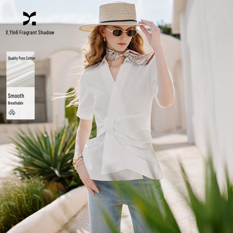 Xiangying Women s V-Neck Short Sleeve Commuter Shirt XL