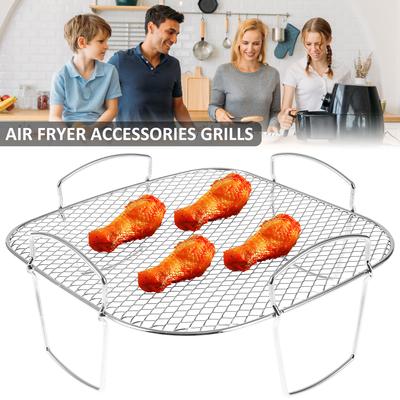 Stainless Steel Air Fryer Rack Tray Steaming Racks Air Fryer Tools Baking Pan BBQ Gril Cooker Rack Accessories Cooking Tools New