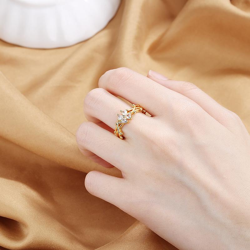 Lindon Classic Copper Alloy Zircon Ring Ladies Jewelry Wedding Promise Party Gift