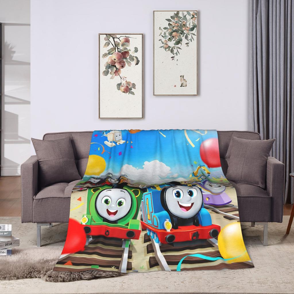 T-Thomas The Train Friends Blanket Quality Warm Soft Throw Blanket Winter Travel Office Living Room Graphic Bedspread