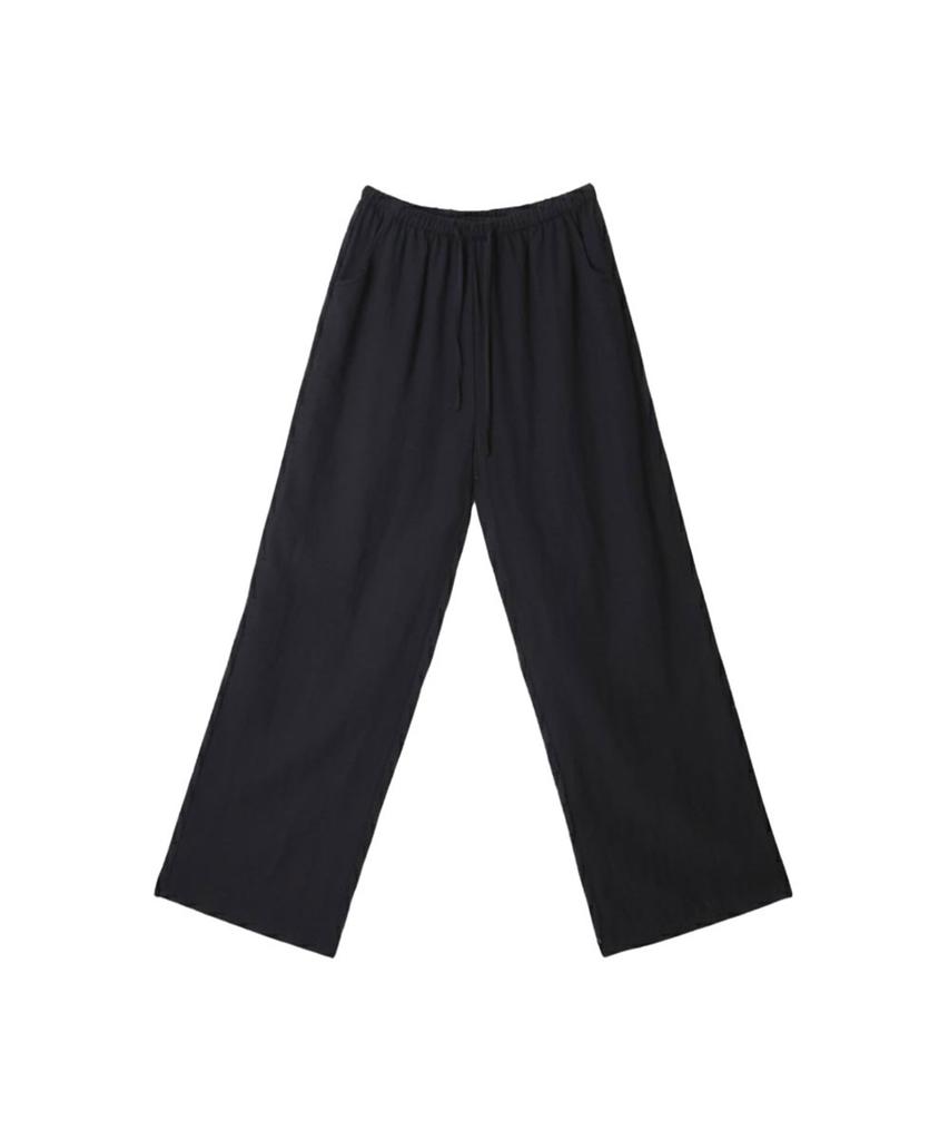 VIKINI VENDER Slow Linen Elastic Waist Wide Pants - Navy