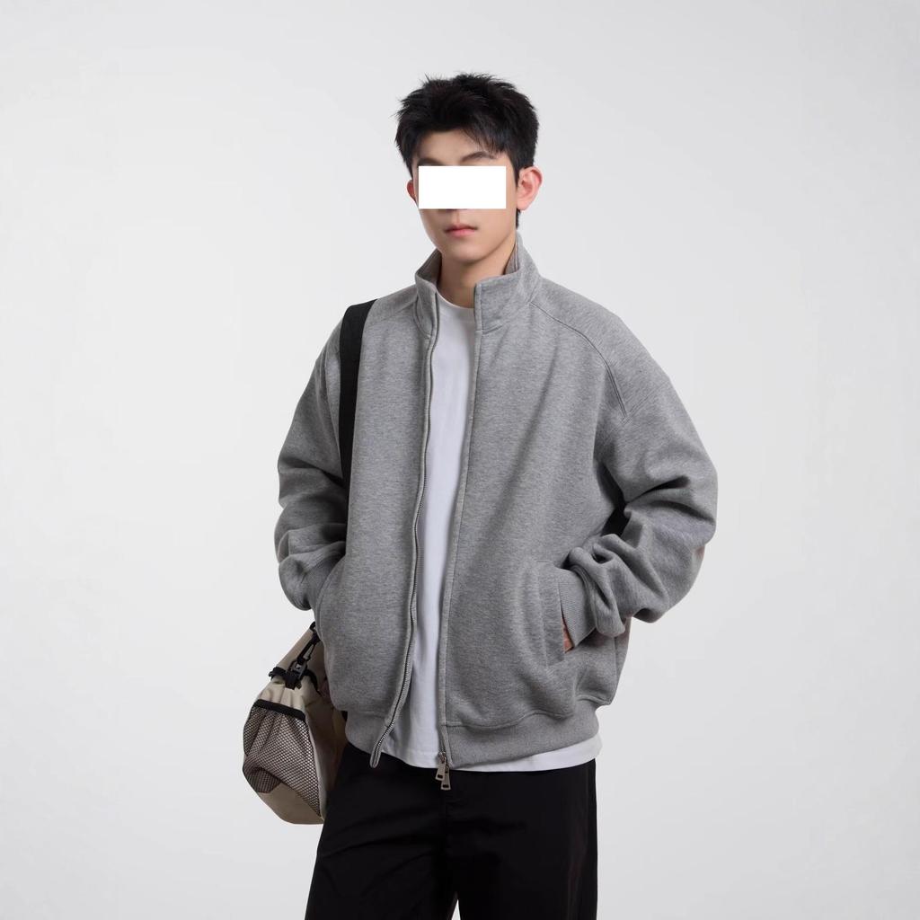 Men's Trendy Autumn/Winter Hoodie Cardigan: Loose Casual Stand Collar Zipper Jacket