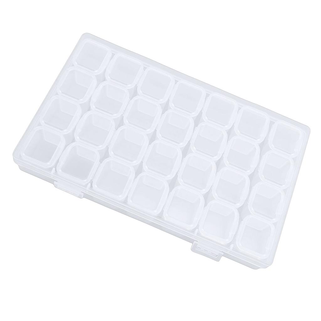 28 Compartments Nail Art Tool Box Transparent Jewelry Accessories Nail Tool Organizer with Snap Closure
