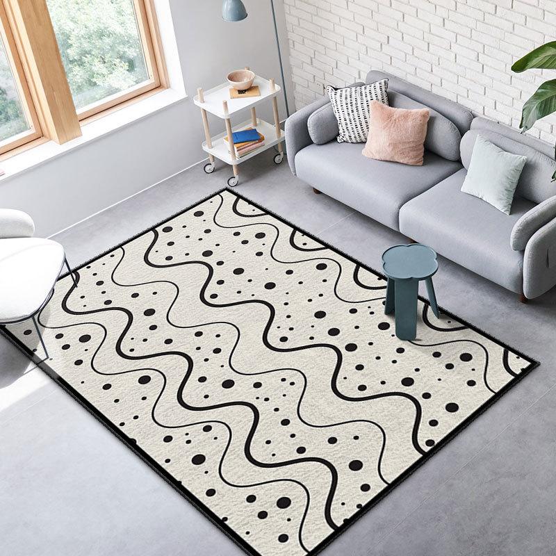 Simple Black And White Plaid Imitation Cashmere Carpet, Living Room Sand Blanket 3D Visual Striped Carpet Floor Mat Bedroom