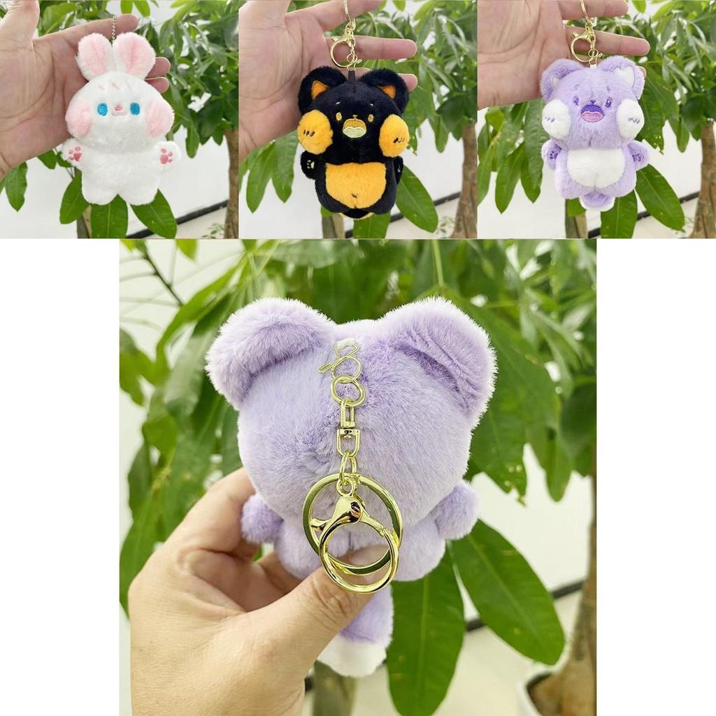 Sweet Plush Cat Keychain Adorable Animal Doll For Stylish Bag And Key Accessories In Soft Shades