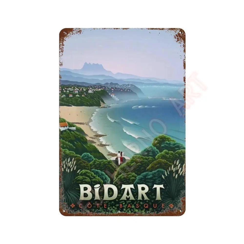 Nordic Travel Poster Aesthetic Vacation Illustration Metal Tin Sign Plaque Wall Mural Plates Home Decoration Kawaii Room Decor